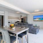 Luxury Accommodation Villa Chania living room kitchen table