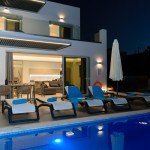 Luxury Accommodation Villa Chania night swimming pool